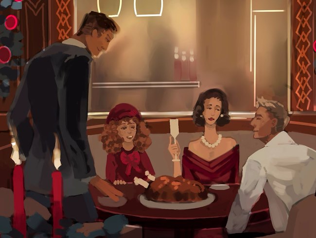 dinner at POTS illustration